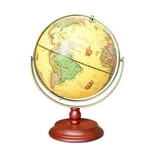 10 polegada 25cm antiguidade vintage madeira base brilho terra globos global mapa bola desktop decoração geográfica mapa mundo globo