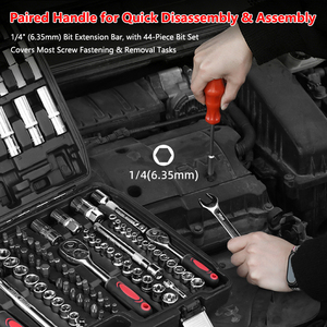 Kit de Herramientas Profesional para Reparación de Automóviles de 216 Piezas |   Trinquete de Liberación Rápida y Vasos CRV |   Juego Completo para el Mantenimiento del Automóvil - Product Image 4