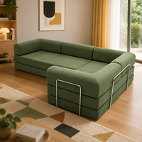VONLIVA Ensemble de canapés modulaires modernes en forme de L, surdimensionnés, avec deux longues chaises longues, en velours côtelé, personnalisables, sans structure.