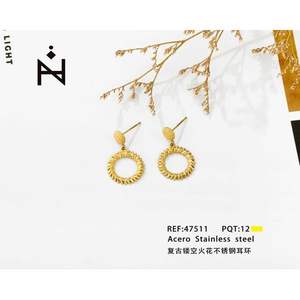 Pendientes de Acero Inoxidable Chapados en Oro Angelina, Joyería Geométrica Vintage para Mujer, para Fiestas - Product Image 3