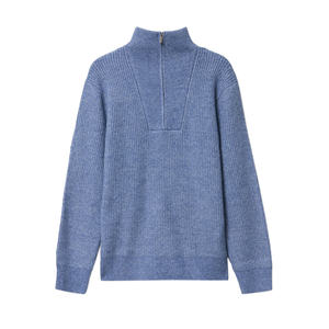 Cárdigan de Invierno para Hombre, con Cuello Camionero, Rayas Acanaladas, Cierre de Cremallera, Construcción Transpirable, Ideal para Combinar con Otras Prendas - Product Image 1