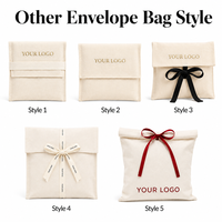 Pochette en toile avec fermeture à ruban, logo personnalisé imprimé, rabat enveloppe, pochette à bijoux en coton, emballage cadeau en gros