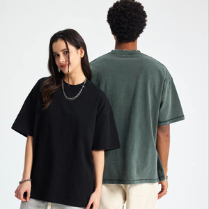 High Quality Retro Charm Short Sleeve T-Shirts for Men Customizable Signs Slub Cotton Batik Wash Wholesale - Product Image 3