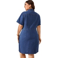Robe en jean élégante grande taille pour femme, à manches courtes, boutonnée, avec poches, mini-robe décontractée d'été 2026