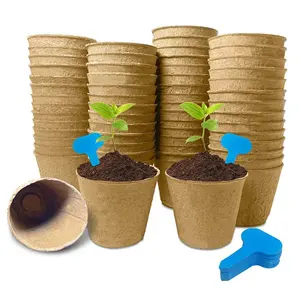 Mini Zaailing Biologisch Afbreekbaar Zaad Starter Potten Met Plant Labels Voor Tuin Kieming Kwekerij Pot