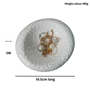 Ins-phong cách sáng tạo đồ trang sức gốm lưu trữ khay phổ biến INFLUENCER ảnh Prop hiển thị hình dạng bất thường khay sậy khuếch tán Bộ - Product Image 5