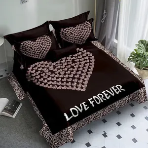 الأزياء غطاء لحاف الرقمية الحب إلكتروني ملاءات الأسود الخفيف ستوكات غطاء سرير مجموعة 3D المطبوعة طقم سرير