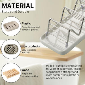 Support de Savon en Céramique Personnalisé avec Logo, Plateau de Drainage, Porte-Savon de Salle de Bain en Acier Inoxydable - Product Image 4