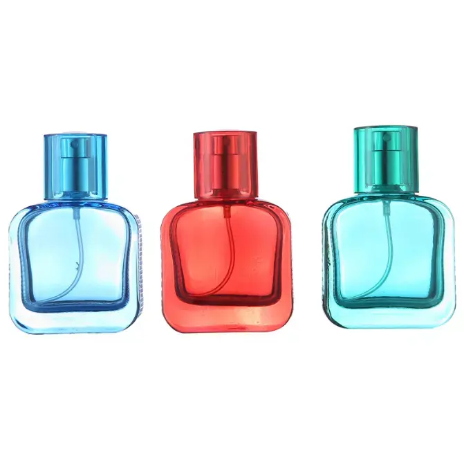 Botellas de cristal con forma cuadrada para perfume, botellas de vidrio con espray de 30ml, recargables, baratas, venta al por mayor en línea