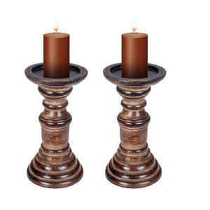 Ensemble de porte-bougies en bois pour la décoration de la maison, centre de table de mariage, table à manger et présentation de célébrations festives - Product Image 3