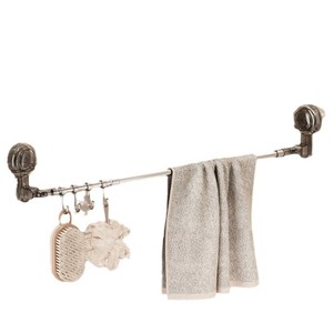 Suction Cup Towel Rack With <b>Hooks</b> Foldable Modern Design For Bathroom Toilet Balcony Stainless Steel And <b>Plastic</b> - Product Image 2