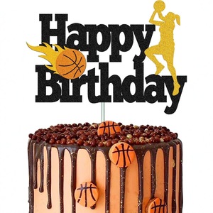 Decorazione per Torta di <span class=keywords><strong>Compleanno</strong></span> a Tema Basket per Fan Club Maschili e Femminili con Design 'Buon <span class=keywords><strong>Compleanno</strong></span>' - Product Image 1