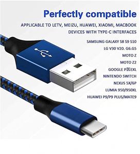Free Custom logo 1M 2M <b>3M</b> Nylon <b>USB</b> TYPE <b>C</b> Fast Charging Data <b>Cable</b> for IPhone, Samsung Huawei Charging Data <b>Cable</b> - Product Image 2