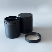 Vente en gros de pots cosmétiques en plastique PET noir mat/givré personnalisés de 250 g pour sérum, lotion et nettoyant visage