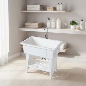 Fregadero de Plástico de Fácil Limpieza, Estilo Moderno, Lavadero Rectangular de PP, <span class=keywords><strong>Mueble</strong></span> Lavadero Independiente - Product Image 1