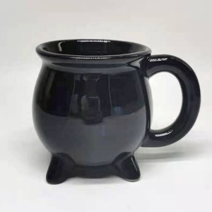 Tazza in Ceramica Nera Personalizzata con Logo, Tazza da Caffè a Forma di Calderone, Mug di Halloween per Streghe - Product Image 2