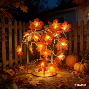 Guirlande lumineuse LED de style feuille d'érable, décoration de jardin d'extérieur, étanche, fonctionnant sur piles - Product Image 4