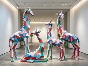Envoyez des <span class=keywords><strong>photos</strong></span> pour personnaliser la girafe sculptée à la main en résine, énergie solaire, extérieur, grande taille 1,9M 2,5M, peinte à la main - Product Image 6