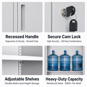 Lockable <strong>Tall</strong> Metal Office <strong>Storage</strong> <strong>Cabinet</strong> <strong>with</strong> Adjustable <strong>Shelves</strong> <strong>and</strong> Glass <strong>Door</strong> Steel File <strong>Cabinet</strong> for Books <strong>and</strong> Documents - Product Image 3