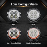 Projecteur de travail LED 20W, rond de 3,18 pouces, blanc ambre bicolore, IP67, 10-30V DC 12V 24V, pour camion, tout-terrain, SUV, jaune