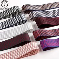 Ruban Élastique en Coton et Lin Jacquard Pied-de-Poule, Bande Extensible à Carreaux, 50 Yards/Rouleau pour Vêtements de Sport, Lingerie et Accessoires