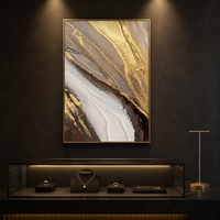 Peinture à l'huile dorée texturée faite à la main sur toile, art mural abstrait géométrique moderne pour salon, chambre et décoration intérieure