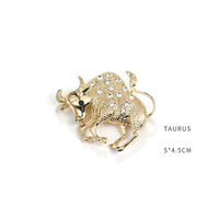 Nouvelle Arrivée Broche Épingle de Sûreté en Alliage Plaqué Or avec Strass et Diamants Sertis, Douze Signes du Zodiaque