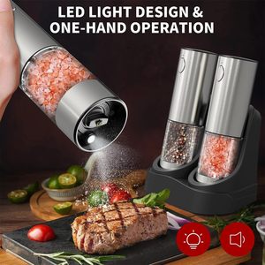 Nouvel ensemble moulin à sel et à poivre électrique automatique rechargeable en acier inoxydable, écologique, compatible lave-vaisselle et alimenté par USB 2025 - Product Image 2