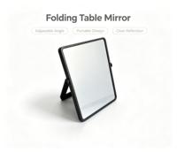 Miroir de maquillage pliable rond avec support pour table de chevet, coiffeuse, décoration intérieure