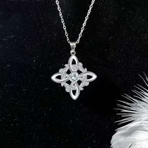 High Quality Waterproof Wholesale Silver Toned with <b>Crystal</b> Accent Celtic Knot <b>Pendant</b> Necklace for Gifting Special Events - Product Image 4
