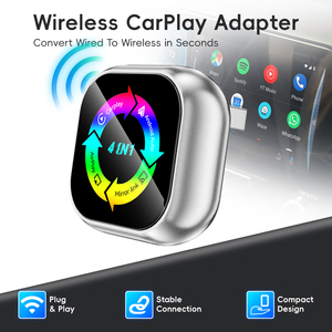 Mini 4 in 1 Wireless CarPlay Android Auto <b>Adapter</b> Wired to Wireless Dongle Support AirPlay Screen Mirroring <b>Plug</b> & Play - Product Image 1