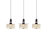 Luminaire suspendu en cristal LED de style italien, réglable en hauteur, en fer noir, taille moyenne, à intensité variable, pour restaurant