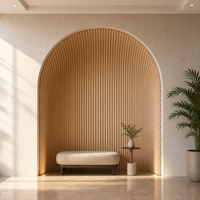 Panneau mural flexible en placage de bois à lattes ondulées, panneau acoustique 3D, revêtement cannelé pour hôtel, bar, salon