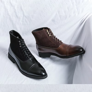 Chaussures en cuir à lacets pour hommes, chaussures montantes de qualité, respirantes, en cuir véritable, bottines à la mode, tendance, chaussures habillées formelles pour hommes - Product Image 3