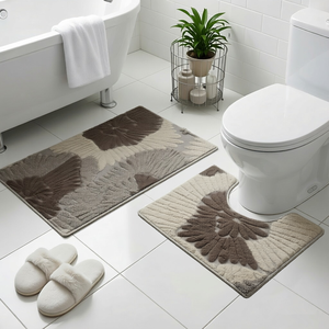 Tapis de salle de bain moderne en microfibre de qualité supérieure, ensemble de 2 pièces – Housse de siège de toilette <span class=keywords><strong>super</strong></span> douce, tapis en <span class=keywords><strong>U</strong></span>, base antidérapante, pour la maison et l'hôtel - Product Image 3