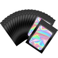 Sac à fermeture éclair de produits électroniques en plastique noir laser 3C avec sac d'emballage pour écouteurs et câble de données à fenêtre transparente