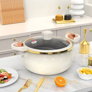 Casserole à soupe de cuisine de 7 L, 28 cm, casserole, <span class=keywords><strong>faitout</strong></span>, multifonction, en émail, micro-cuiseur à pression avec couvercle en verre - Product Image 4