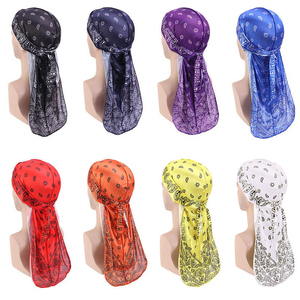 Durag in Poliestere all'Ingrosso, Cappello Designer 360 Waves, Bandana Paisley Durag da Uomo con Coda Lunga, Hip Hop, per Esterni - Product Image 4