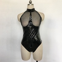 Combinaisons en latex grande taille, combinaisons sexy en similicuir, costume de Catwoman, justaucorps à col roulé en vinyle, lingerie en PVC, combinaison moulante, catsuit