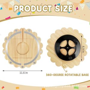 Wooden Round Magnetic Storage Rack Rotatable <b>Shelf</b> For Childrens Toys <b>Desktop</b> Display Stand - Product Image 5