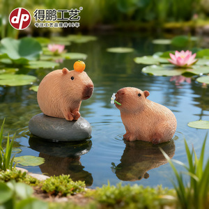 Figurines de capybara en résine, mini ornements animaux pour la décoration de la maison et du jardin - Product Image 3