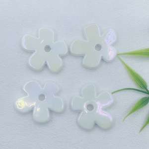 Perles de fleurs en céramique 36 mm, couleur AB plaquée, pour la fabrication de bijoux, perles en vrac - Product Image 6