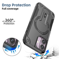 Protection intégrale du corps, béquille intégrée, coque de téléphone mobile en TPU+PC antichoc pour Apple iPhone 16 avec fonction de charge
