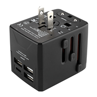 Adaptateur de voyage universel tout-en-un avec prises US/AUS/EU/UK, 3 ports USB A + 1 port Type-C, prise avec prise secteur, homologué CE ROHS FCC