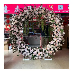Fondo de arco de boda decoración de flores soporte de arco de entrada de boda fondo de círculo redondo para boda