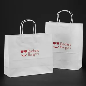 Biodegradable General Merchandise Store Retail Takeaway Wholesale Packaging With Your Own Logo Bread Food Paper Bag