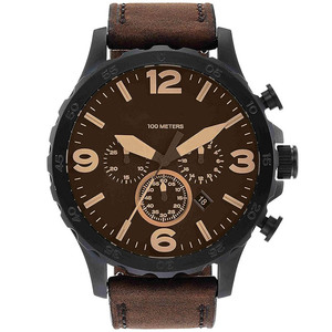 Reloj para Hombre con Esfera de Cronógrafo Extra Grande y Correa de Acero Inoxidable o Cuero - Product Image 1