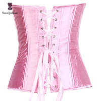 Corsets en satin rose, violet et bleu pour femmes grandes tailles, vêtements de maintien de la silhouette, bustier à lacets, avec décoration à volants