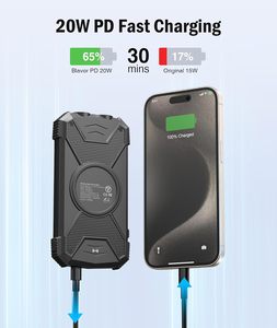 Batterie externe <span class=keywords><strong>solaire</strong></span> 10 000 mAh étanche avec charge rapide 15W, <span class=keywords><strong>chargeur</strong></span> sans fil, lumière LED USB – Idéale pour les randonneurs – Produit le plus vendu - Product Image 3