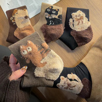 Chaussettes en peluche tendance pour enfants, chaudes pour l'automne et l'hiver, avec talon tridimensionnel, en polyester, cadeaux promotionnels originaux